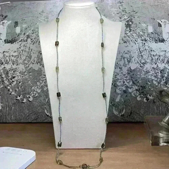 Vintage Green Seed Bead and Glass AB Necklace - Picture 2 of 4